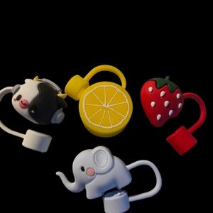 Colorful Animal and Fruit-Themed Straw Toppers